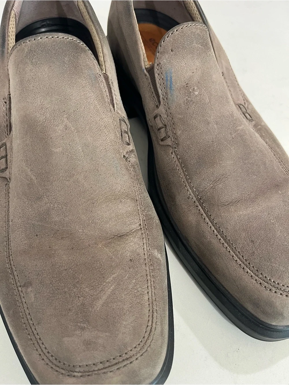 Ecco Men's Taupe Suede Slip-On Loafers